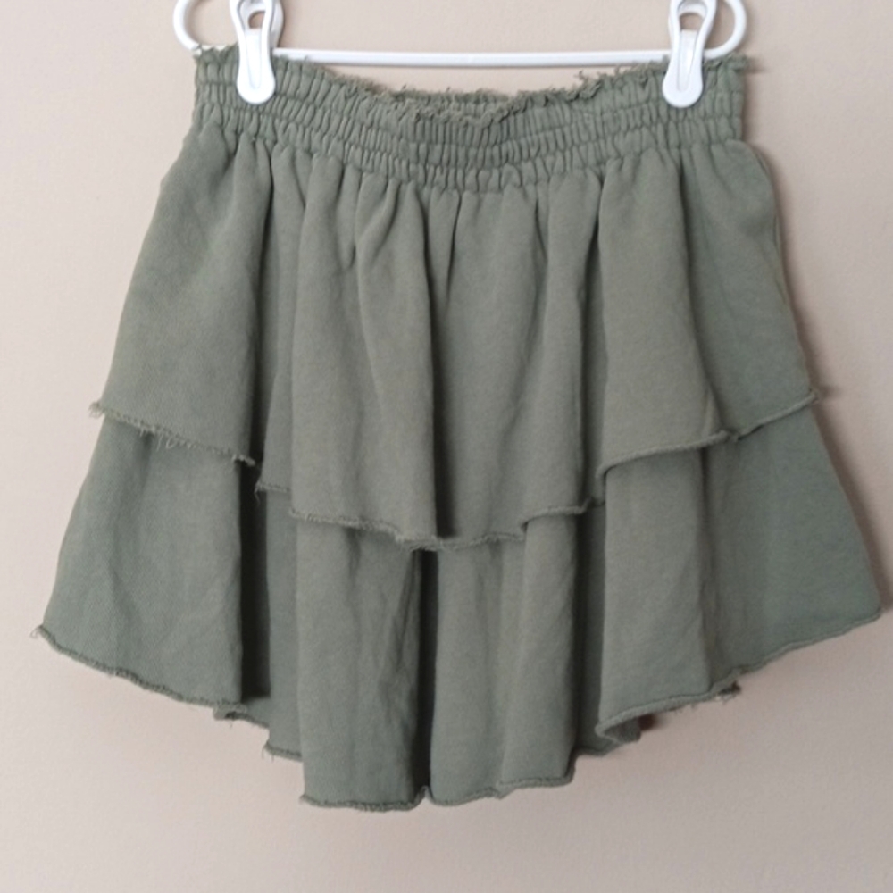 AERIE Weekend Ruffle Layered Mini Skirt,size S - Picture 4 of 4